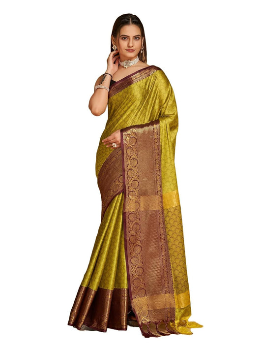 Elegant Zari Woven Aura Silk Saree